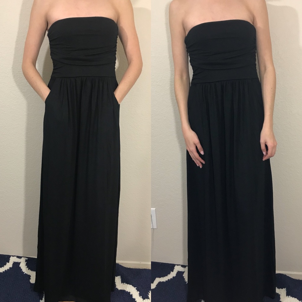 LAST L Black Maxi Dress w Pockets - Picture 2 of 6
